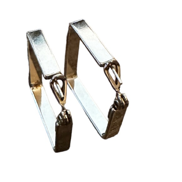 Vintage Monet Silver Square Hoop Earrings, 1” square - Picture 2 of 5